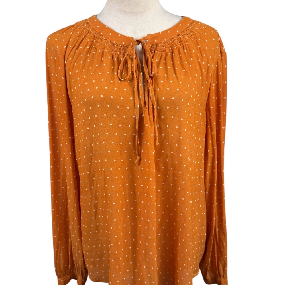 Torrid Orange top with white polka dots size 0-large/12